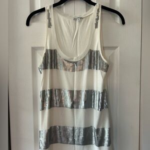 White Gray Sequin Tank Top